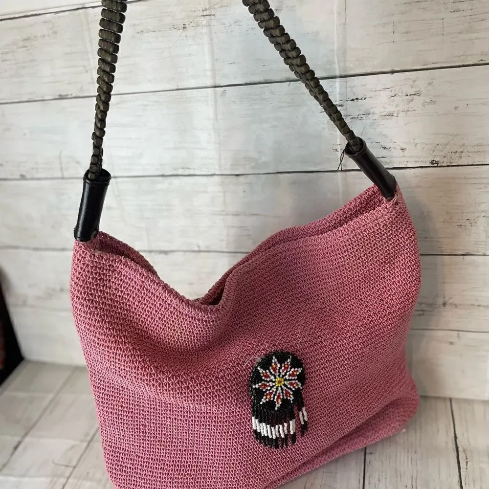 Pink Crochet Shoulder Bag - Picture 2 of 11